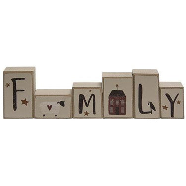 6 Set Primitive Family Letter Blocks - The Fox Decor